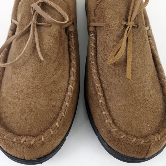 Club Room Brown Faux Suede Moccasin Slippers Mens L 9.5 - 10.5 - Picture 2 of 11